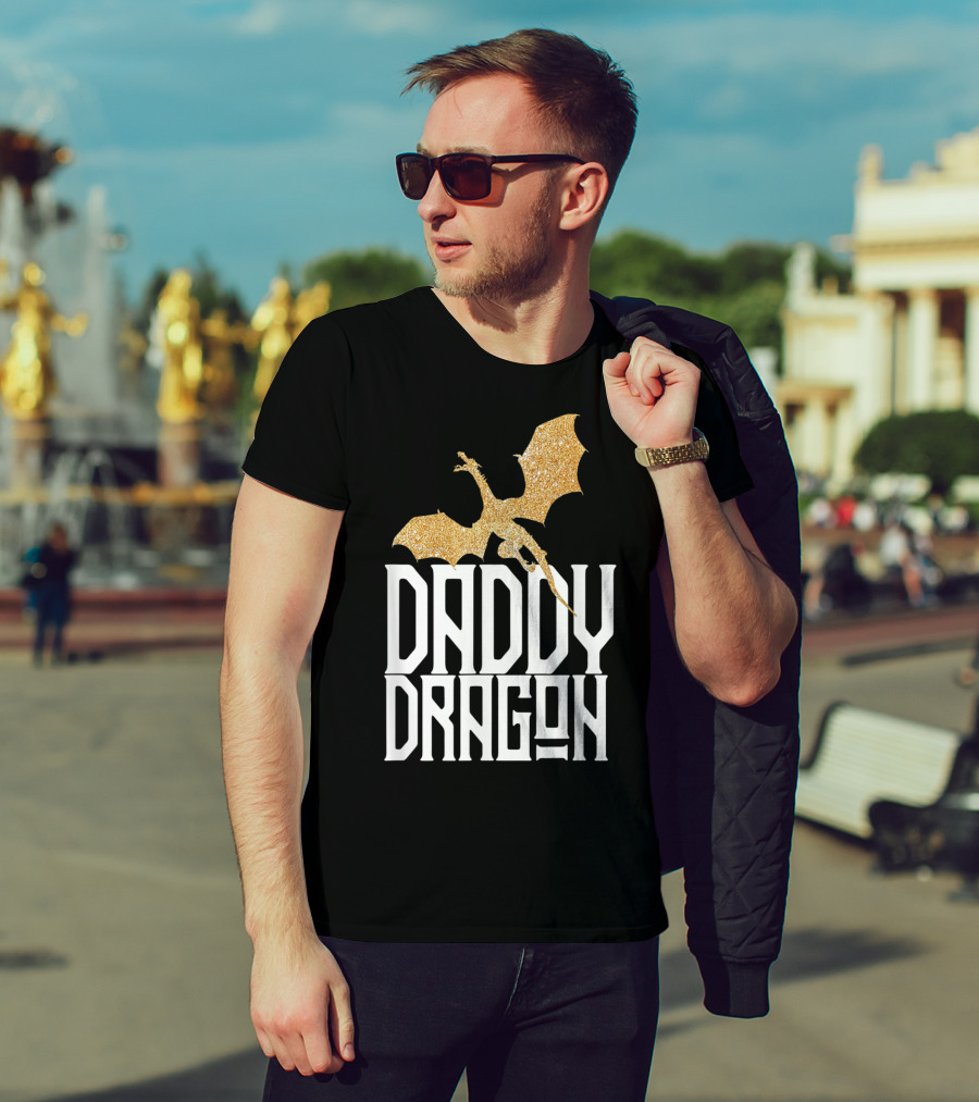 Daddy Dragon Gold Matching Family Tribe Dad Father Dragon T-Shirt