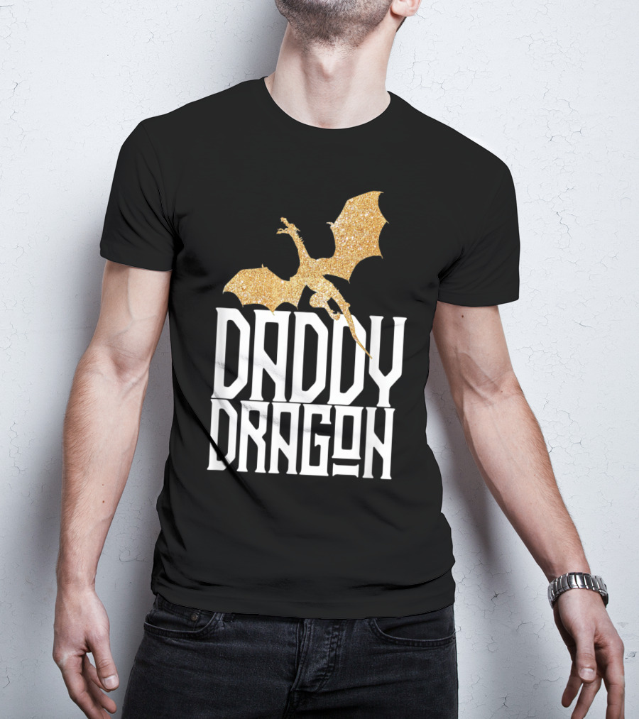 Daddy Dragon Gold Matching Family Tribe Dad Father Dragon T-Shirt