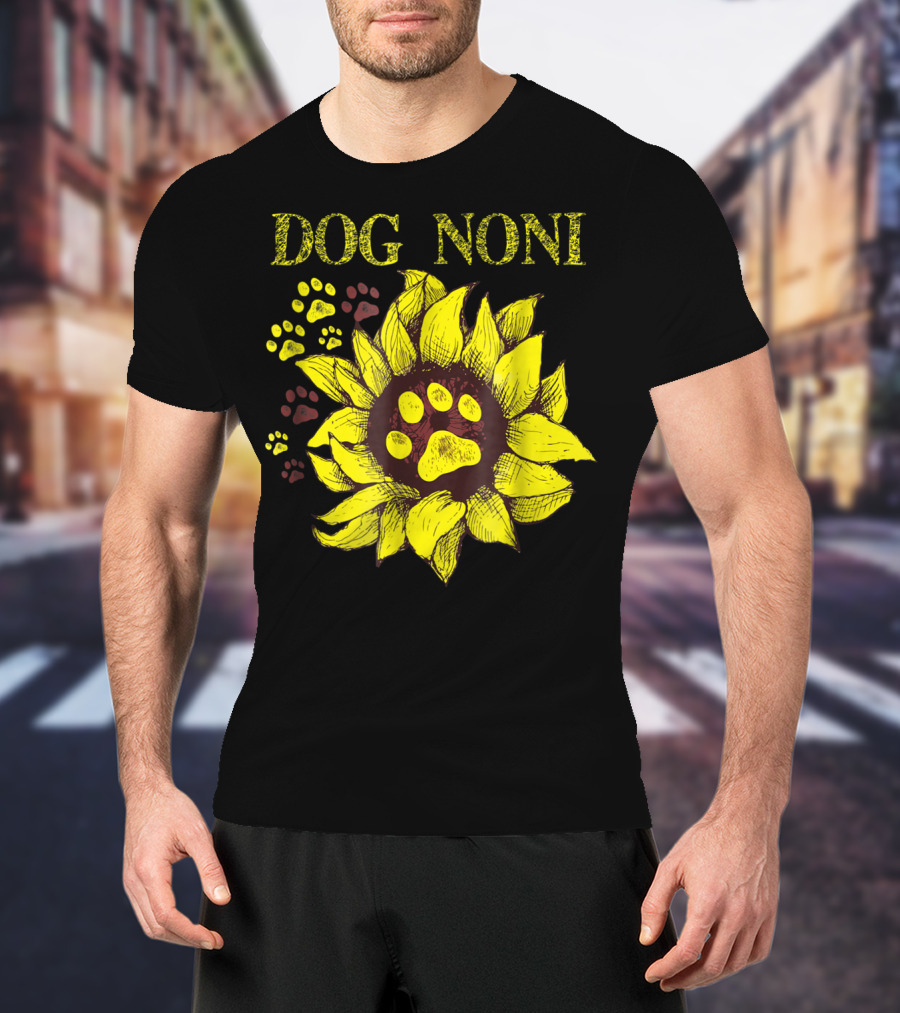Dog Noni Sunflower Paw Prints T-Shirt