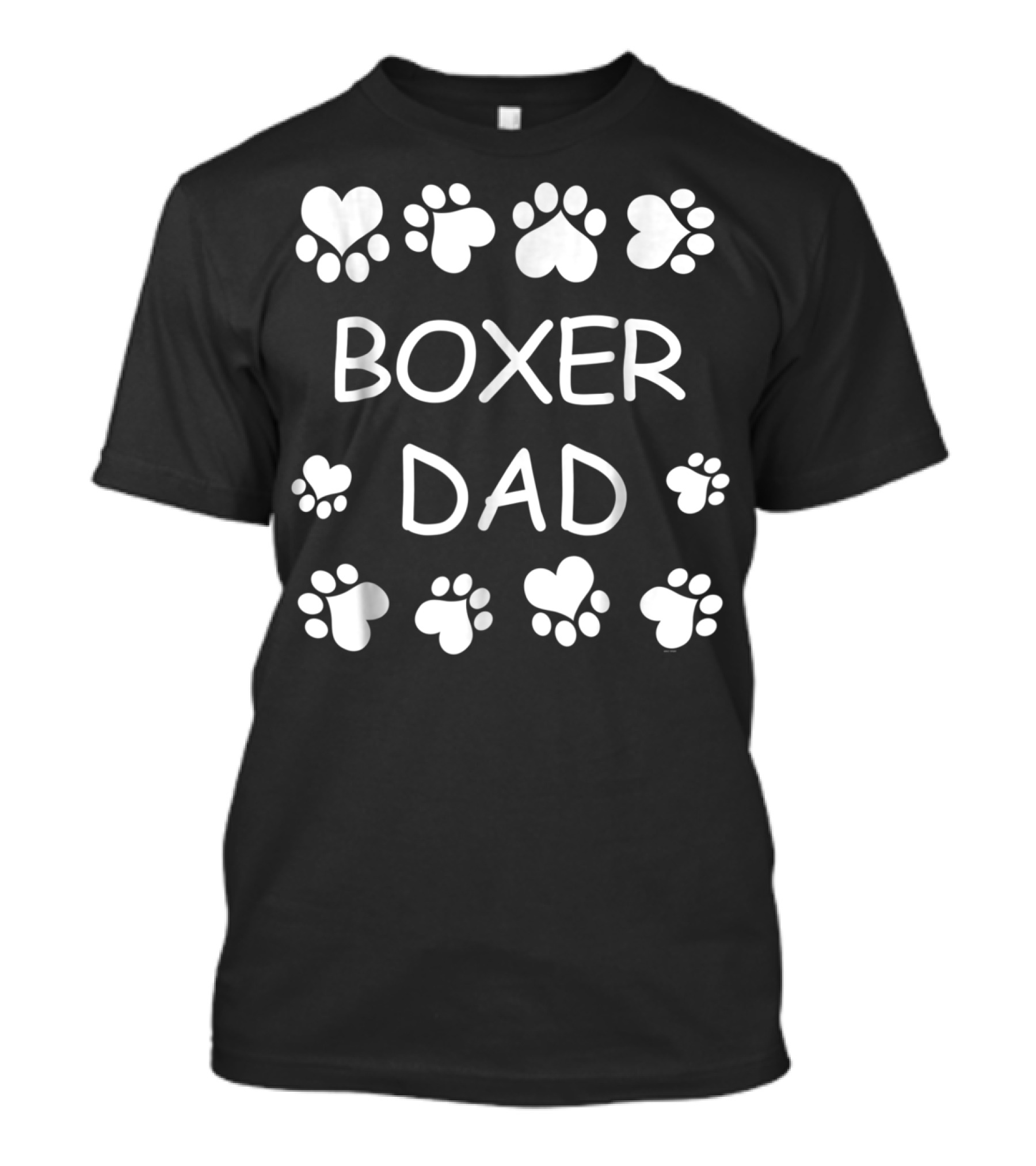 Boxer Dad With Paws And Hearts Christmas Birthday T-Shirt