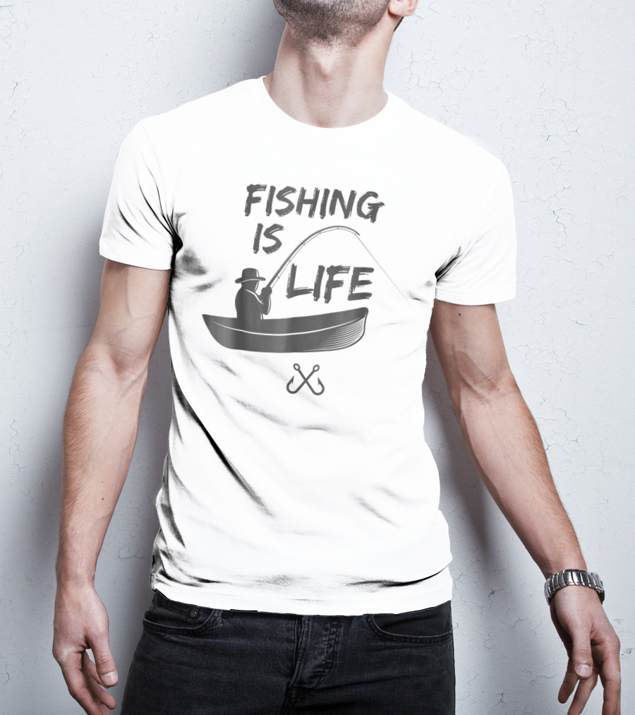Fishing Is Life Fisherman Fishing Boat Lifestyle Funny Dad T-Shirt