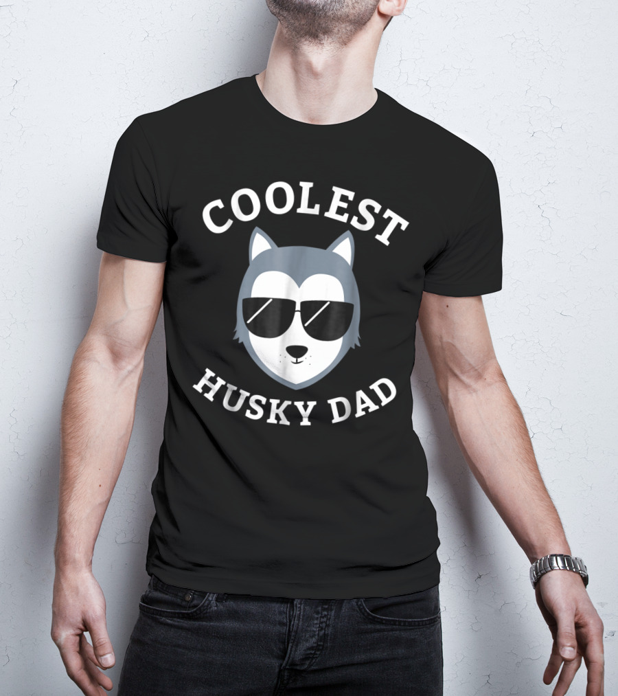 Coolest Husky Dad Wearing Sunglasses T-Shirt