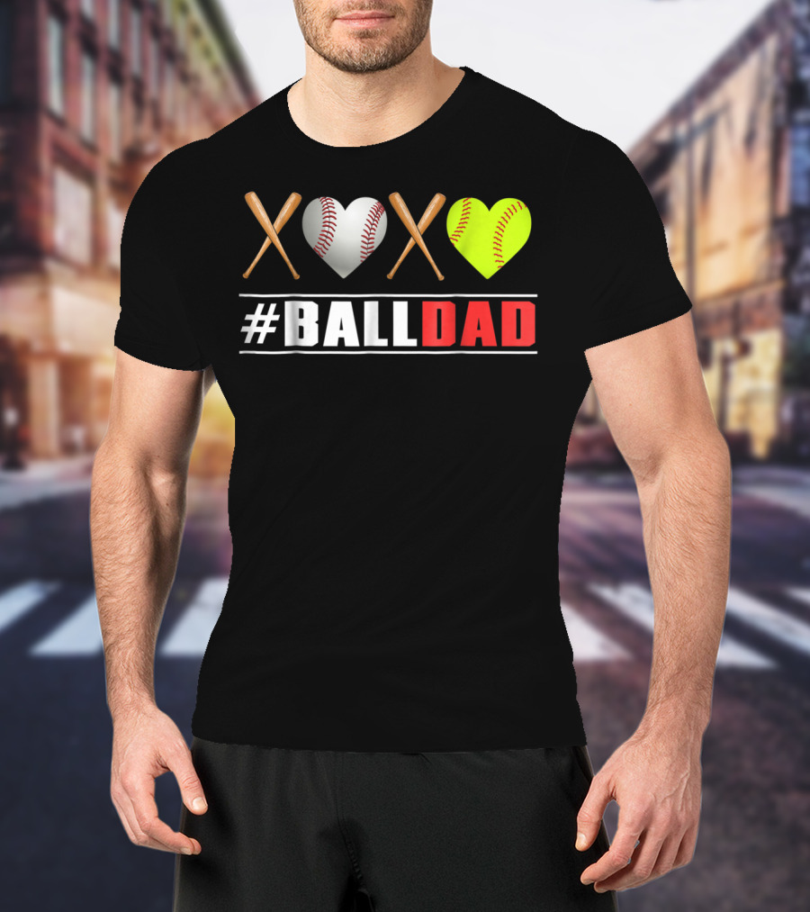 BallDad Baseball Softball Heart Bats T-Shirt