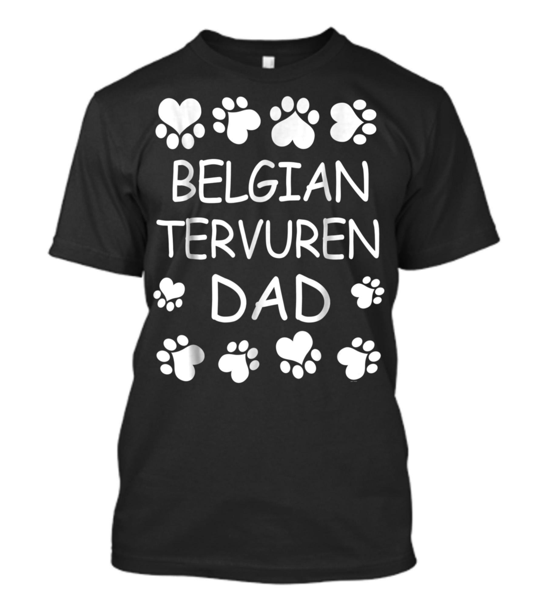 Belgian Tervuren Dad Paw Print Heart T-Shirt
