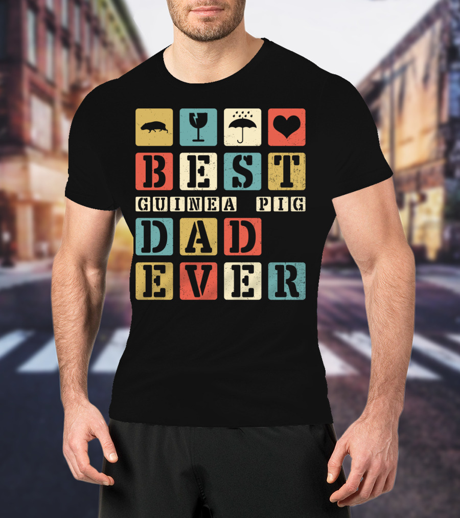 Best Guinea Pig Dad Ever Vintage Style81 Retro Block Letters T-Shirt