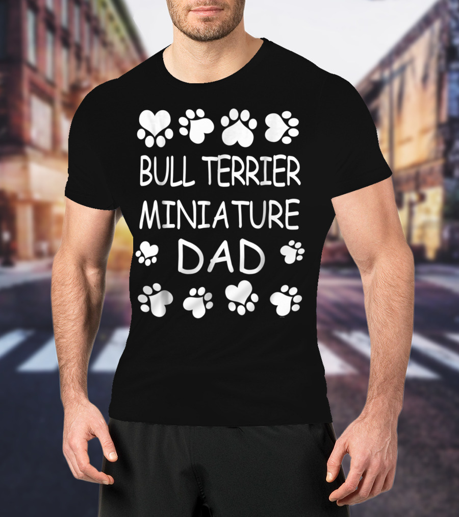 Bull Terrier Miniature Dad Lovers Christmas Paw Hearts T-Shirt