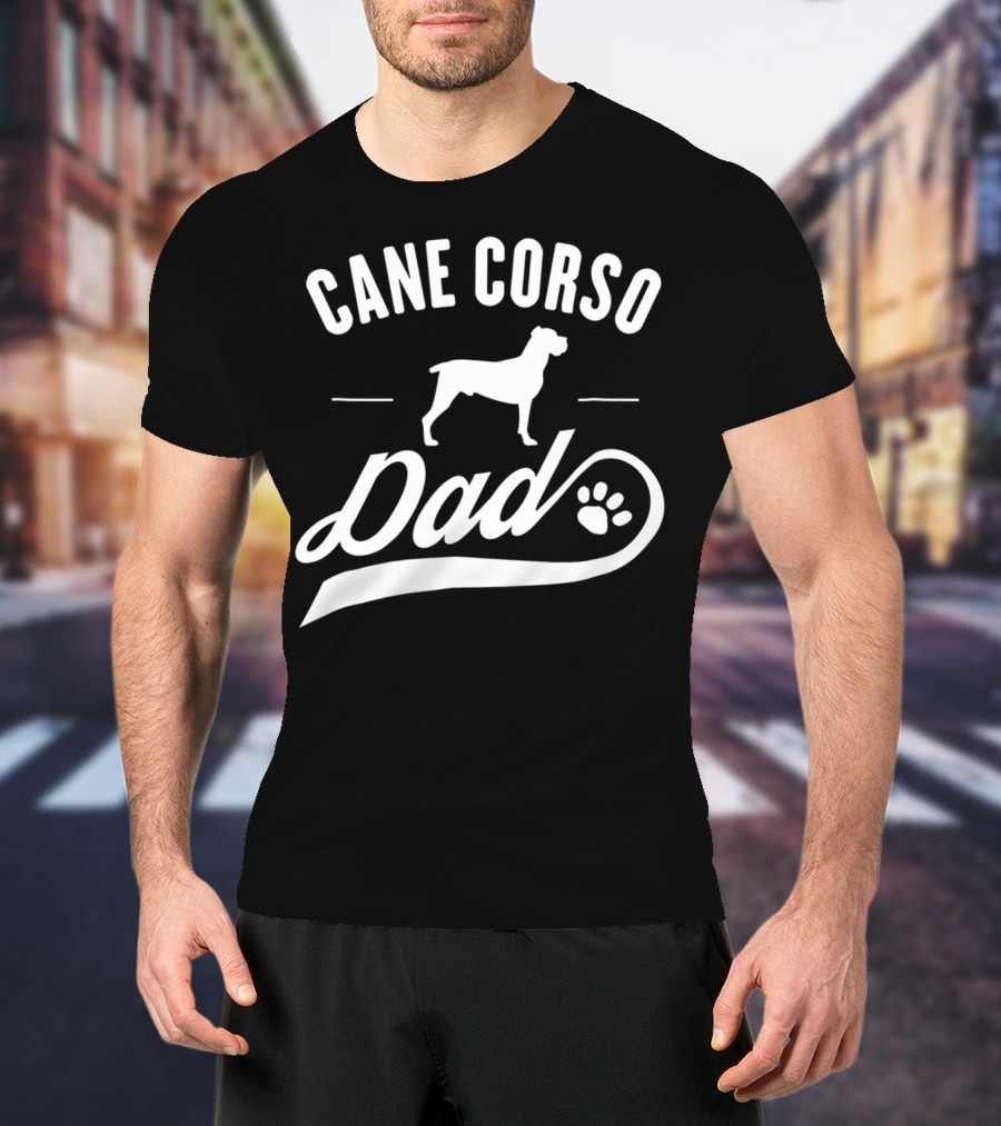 Cane Corso Dad Silhouette With Paw Prints T-Shirt