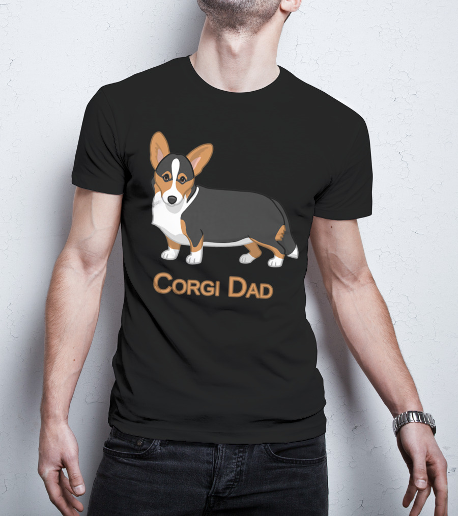 Corgi Dad Cute Black Tan Cardigan Welsh T-Shirt
