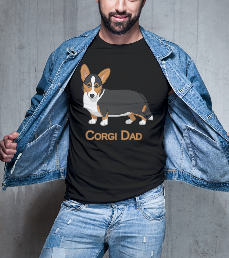 Corgi Dad Cute Black Tan Cardigan Welsh T-Shirt