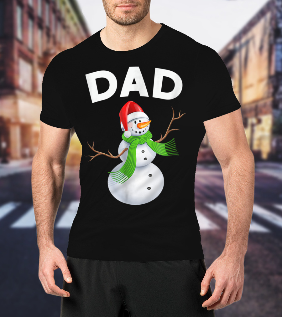 Dad Christmas Snowman Santa Hat Family T-Shirt