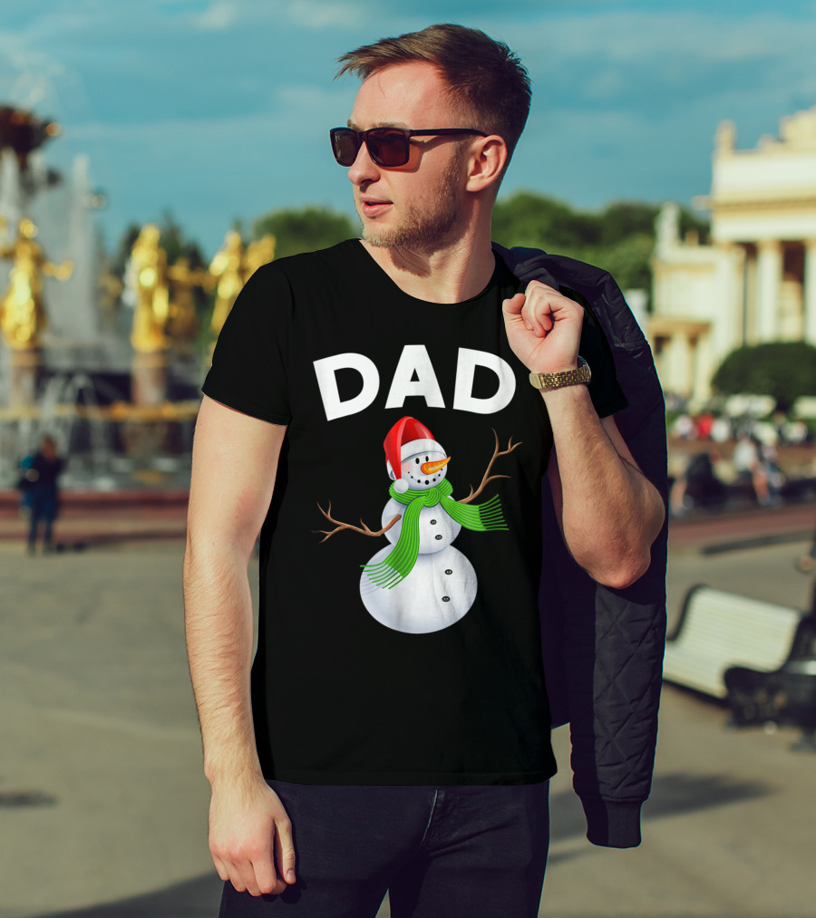 Dad Christmas Snowman Santa Hat Family T-Shirt