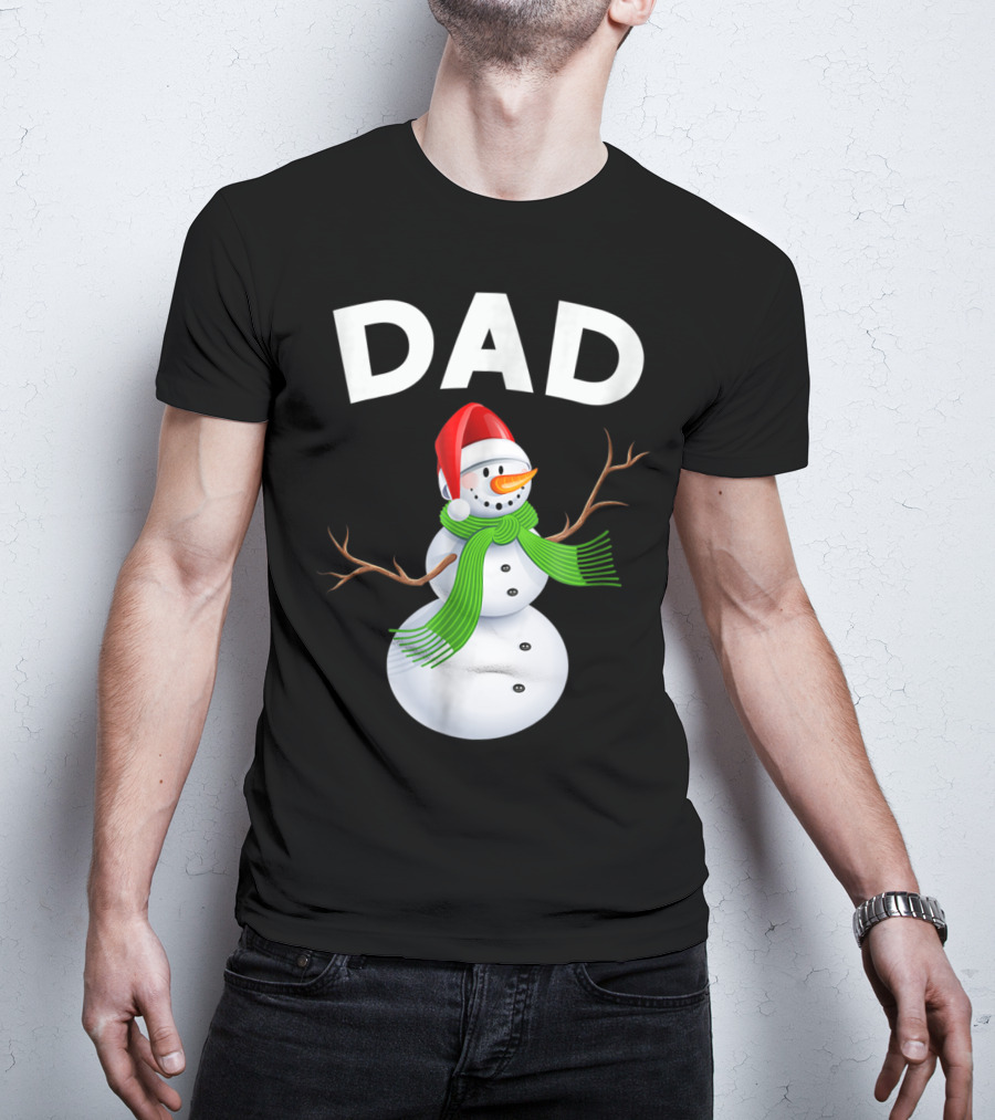 Dad Christmas Snowman Santa Hat Family T-Shirt