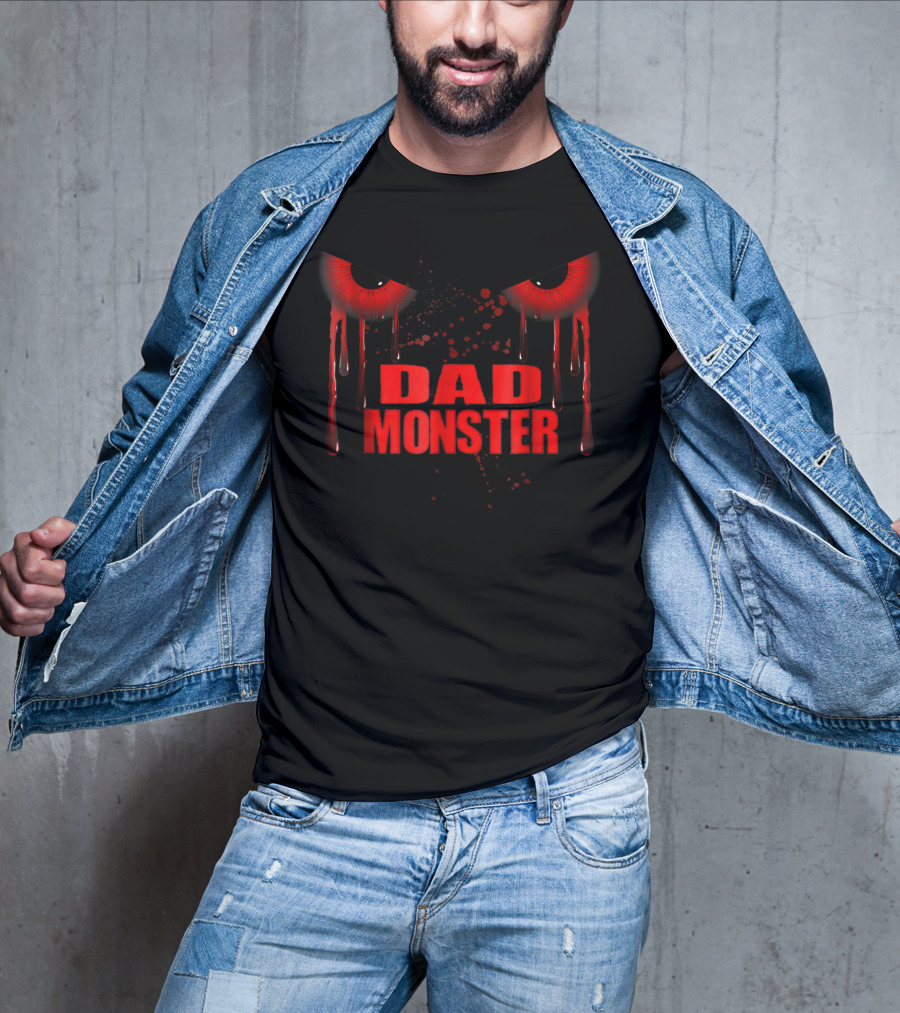Dad Monster Red Eyes Dripping Blood Horror T-Shirt