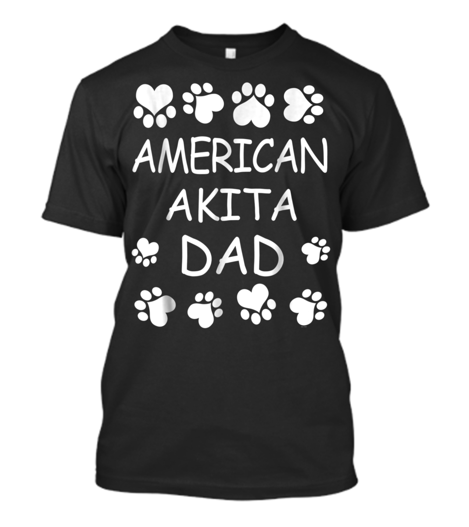 American Akita Dad Heart And Paws Design For Christmas Birthday T-Shirt