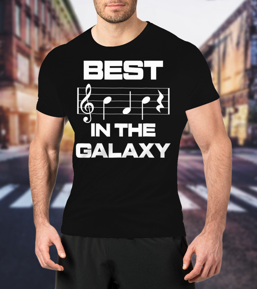 Best Dad In The Galaxy Musician Bass Clef Notes T-Shirt