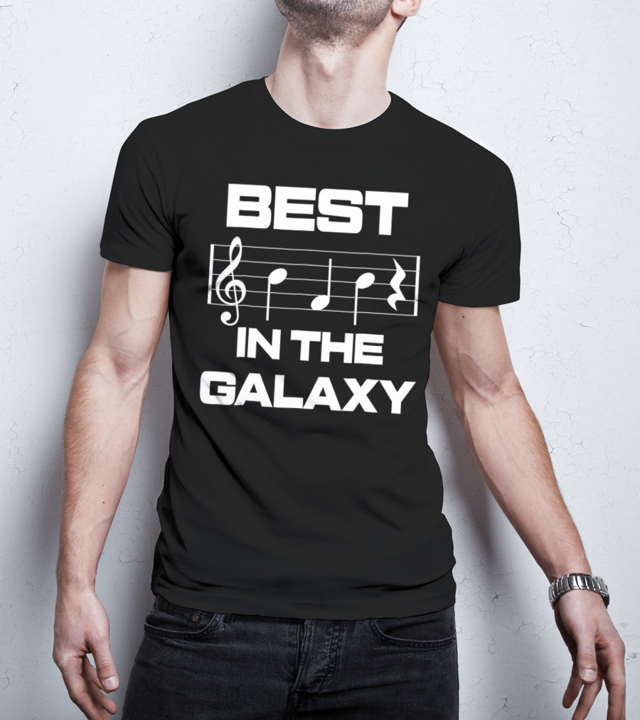 Best Dad In The Galaxy Musician Bass Clef Notes T-Shirt