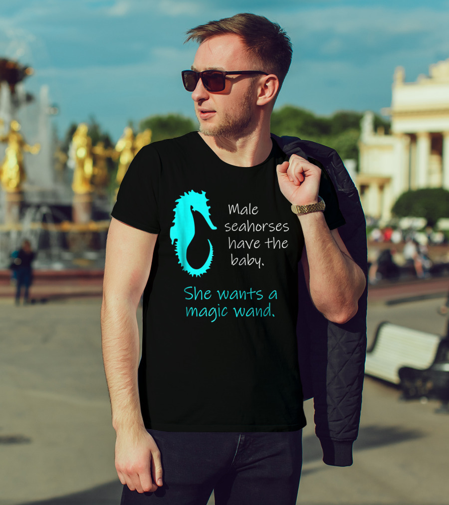Male Seahorses Have The Baby She Wants A Magic Wand Dad To Be Maternity Tee96 T-Shirt