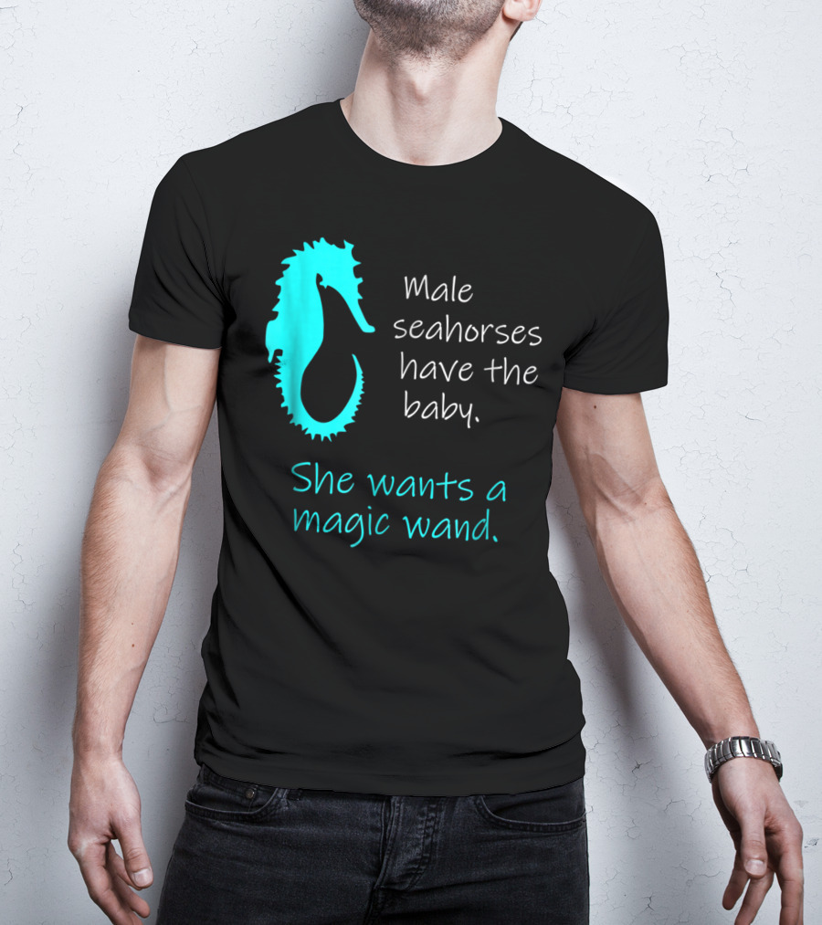 Male Seahorses Have The Baby She Wants A Magic Wand Dad To Be Maternity Tee96 T-Shirt