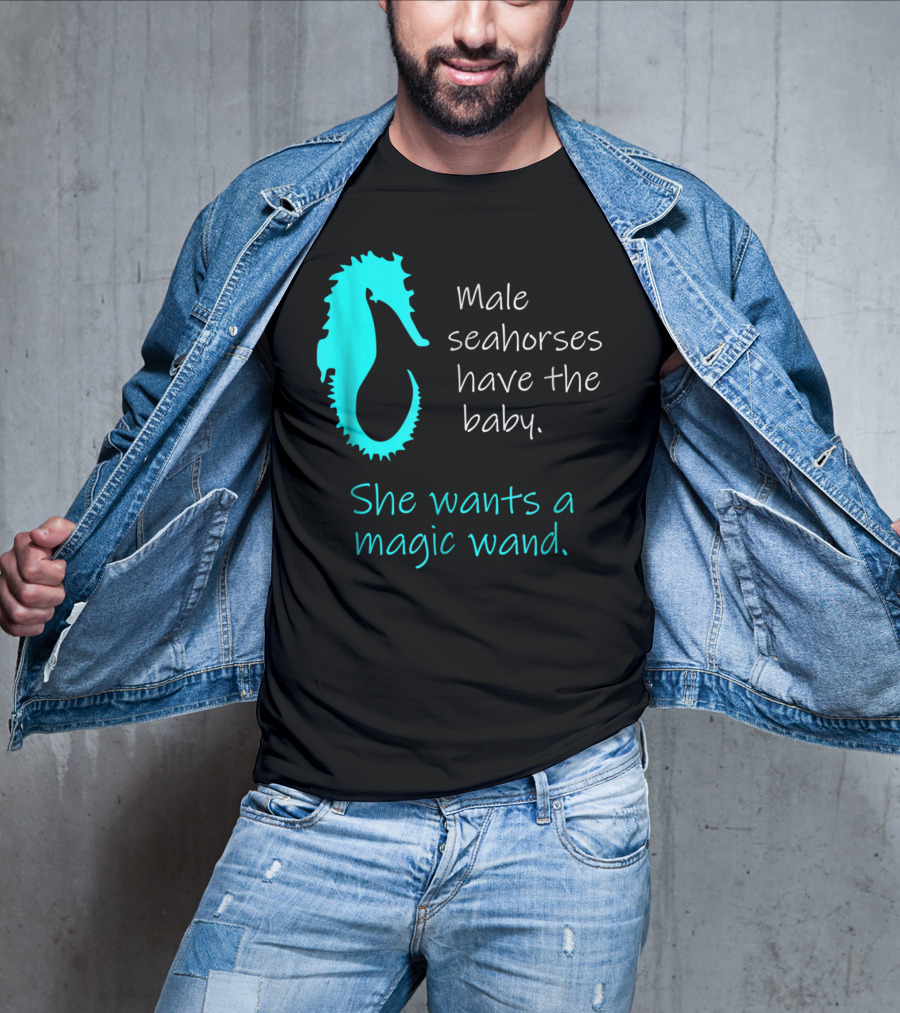 Male Seahorses Have The Baby She Wants A Magic Wand Dad To Be Maternity Tee96 T-Shirt