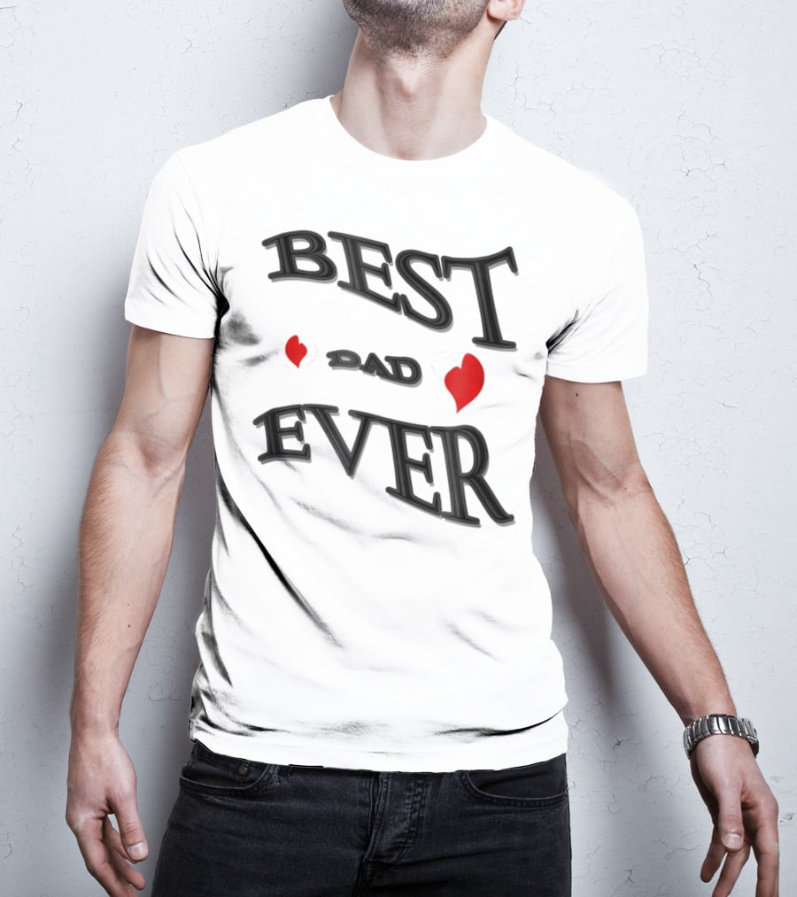BEST DAD EVER Heart Design Bonus Sticker28 T-Shirt
