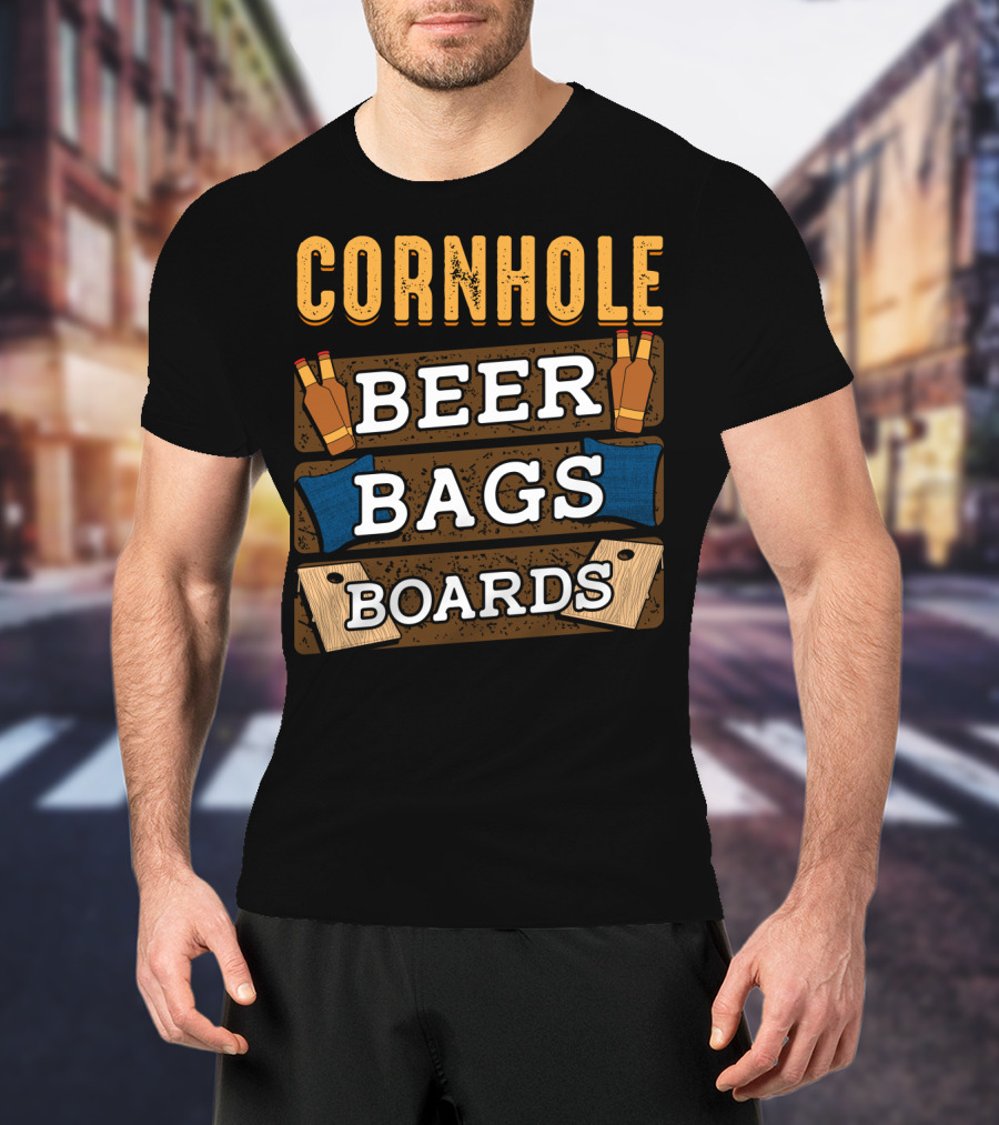 Cornhole Beer Bags Boards Game Dad87 T-Shirt