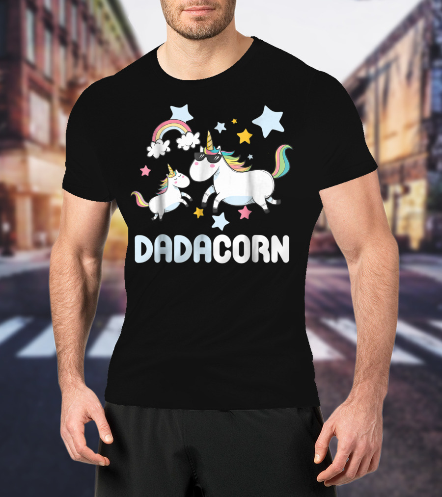 Dadacorn Unicorn With Stars And Rainbow T-Shirt