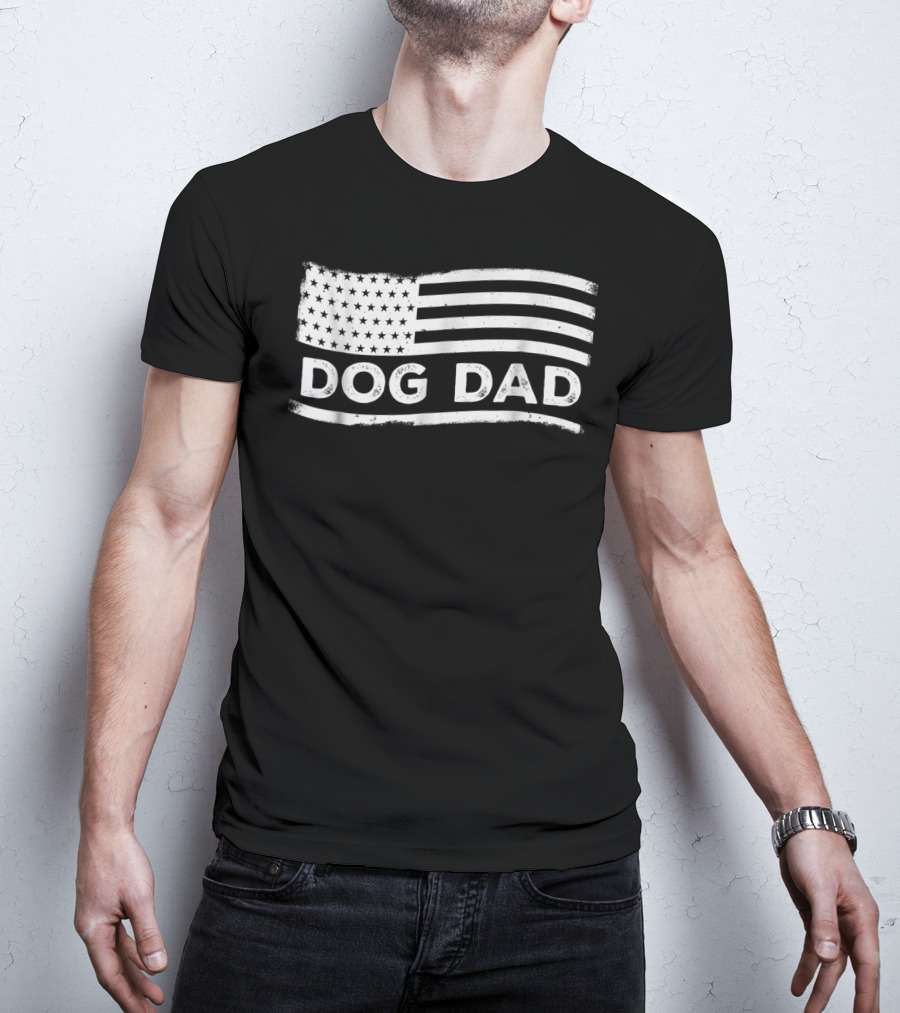 Dog Dad Distressed American Flag T-Shirt