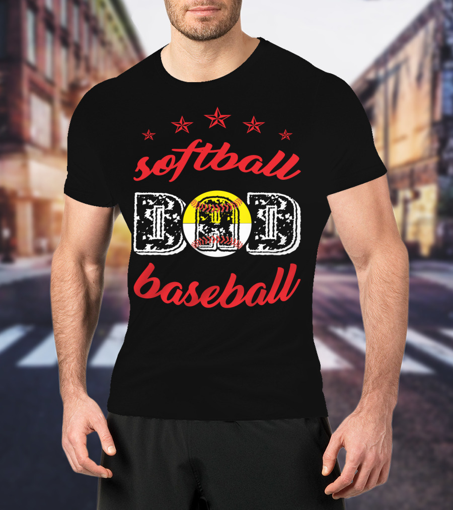 Softball Baseball Dad Stars T-Shirt