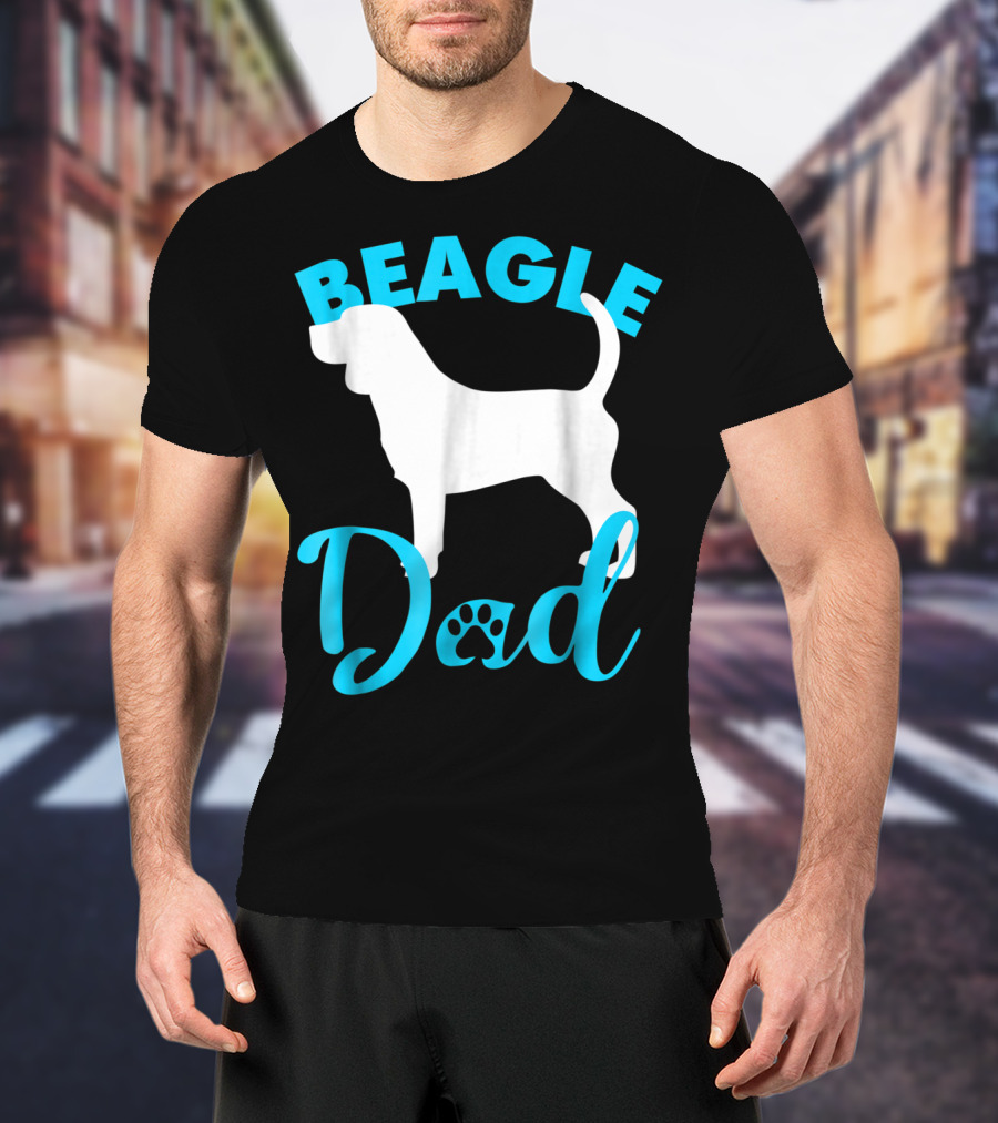 BEAGLE DAD Dog Silhouette Paw Prints T-Shirt