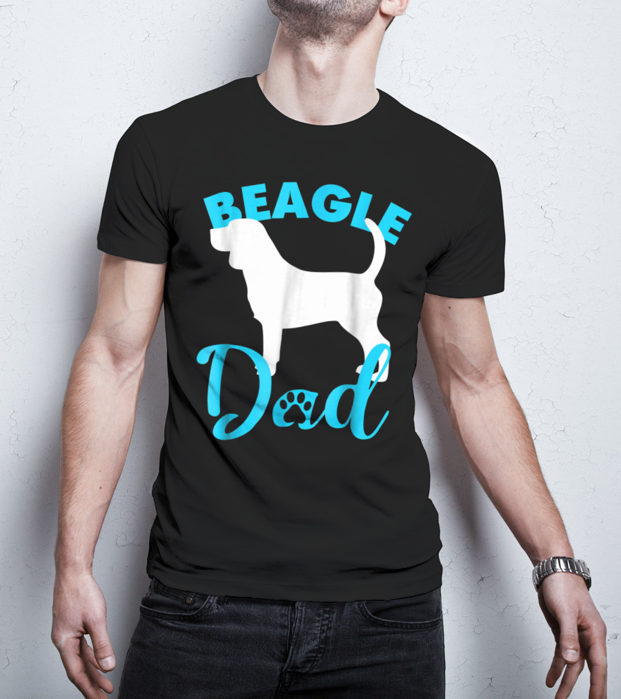 BEAGLE DAD Dog Silhouette Paw Prints T-Shirt