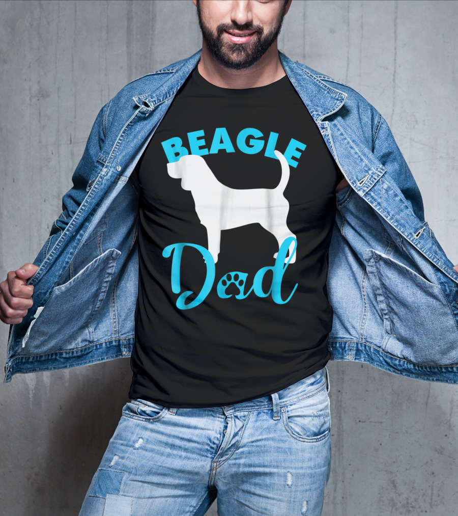BEAGLE DAD Dog Silhouette Paw Prints T-Shirt