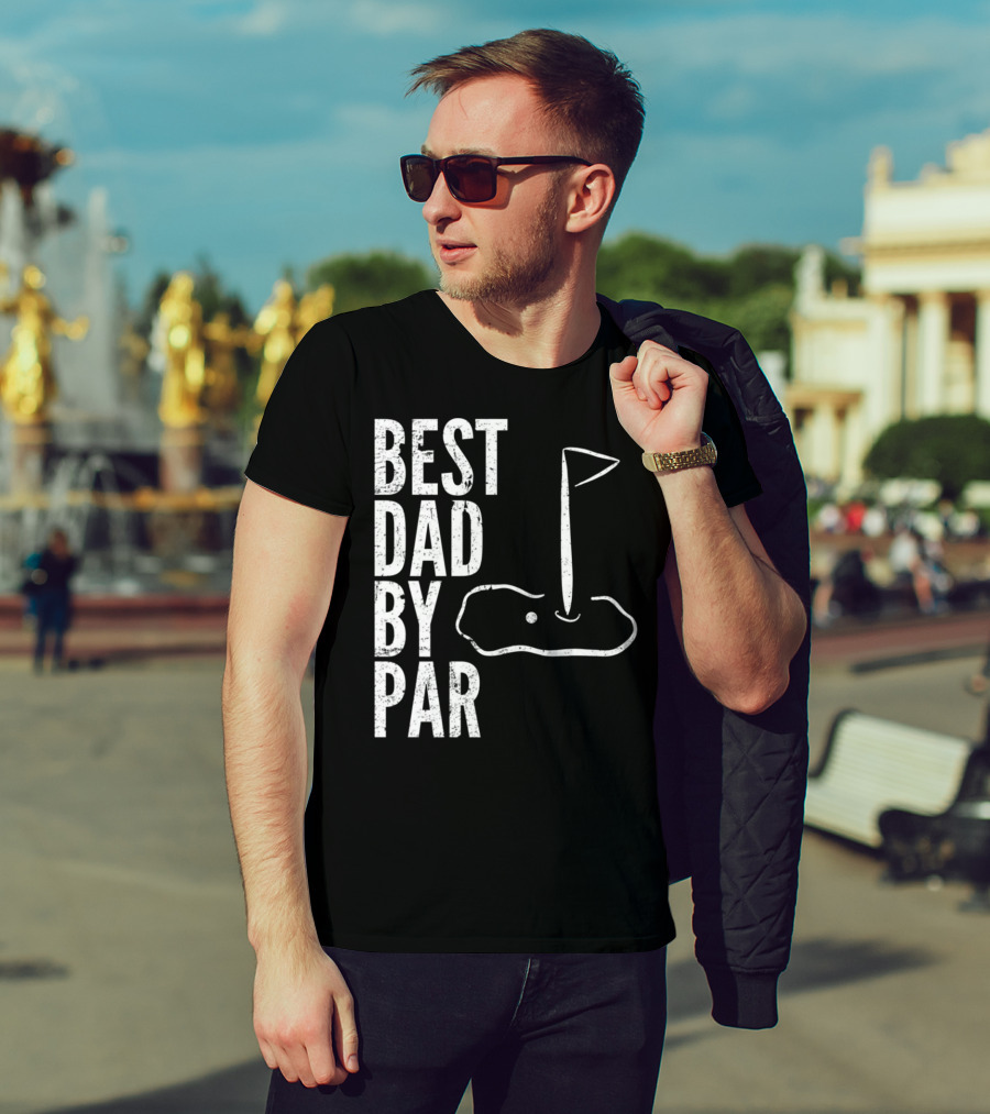 Best Dad By Par Golfing Dads Golf Course Flag Green T-Shirt