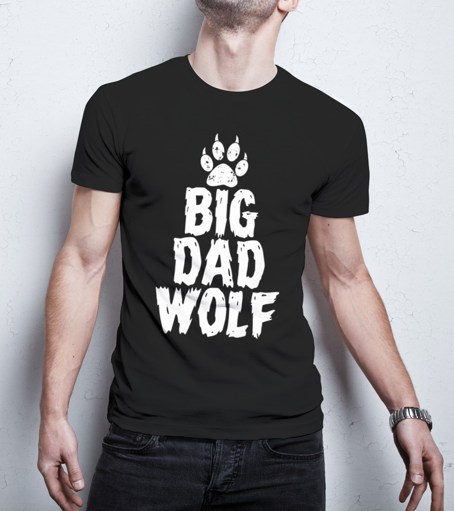 Big Dad Wolf Paw Distressed White Novelty T-Shirt