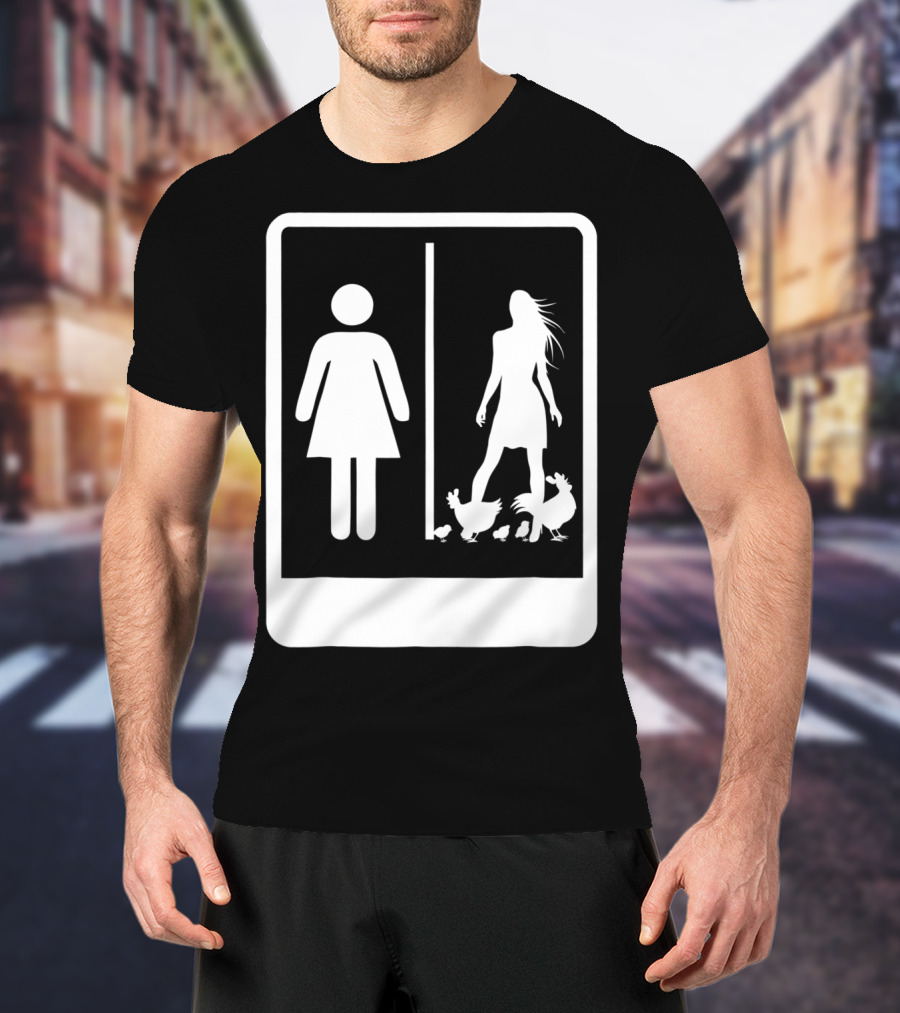 Chicken Dad Funny Rooster My Wife Farmers43 Silhouette Duo With Chickens T-Shirt