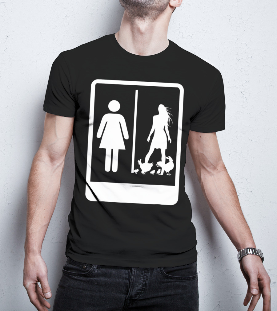Chicken Dad Funny Rooster My Wife Farmers43 Silhouette Duo With Chickens T-Shirt