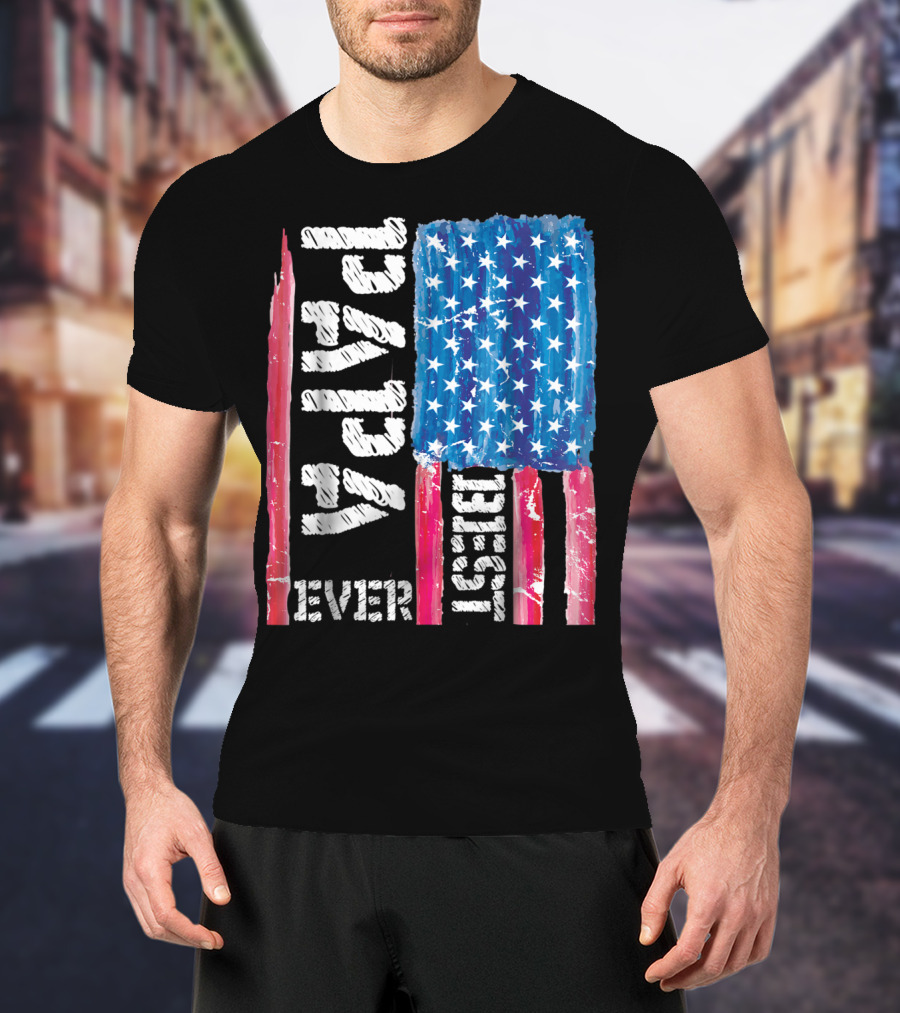 Best Papa Ever Distressed American Flag T-Shirt