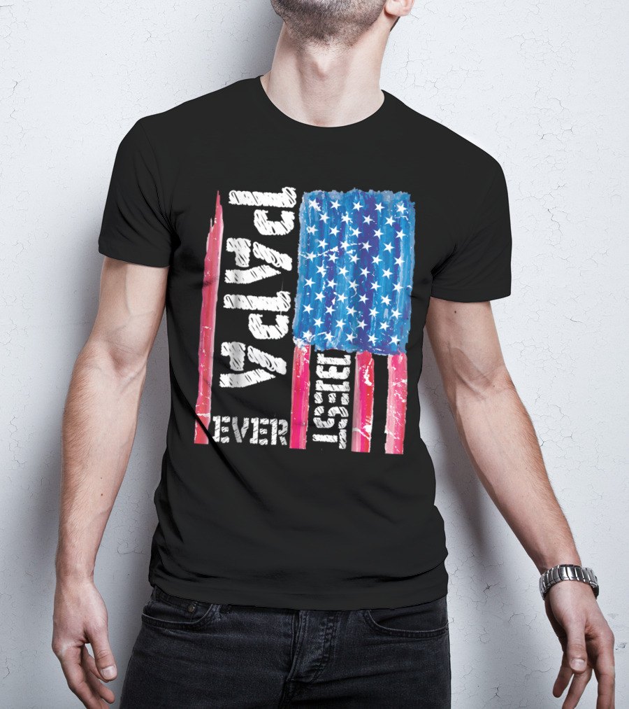 Best Papa Ever Distressed American Flag T-Shirt