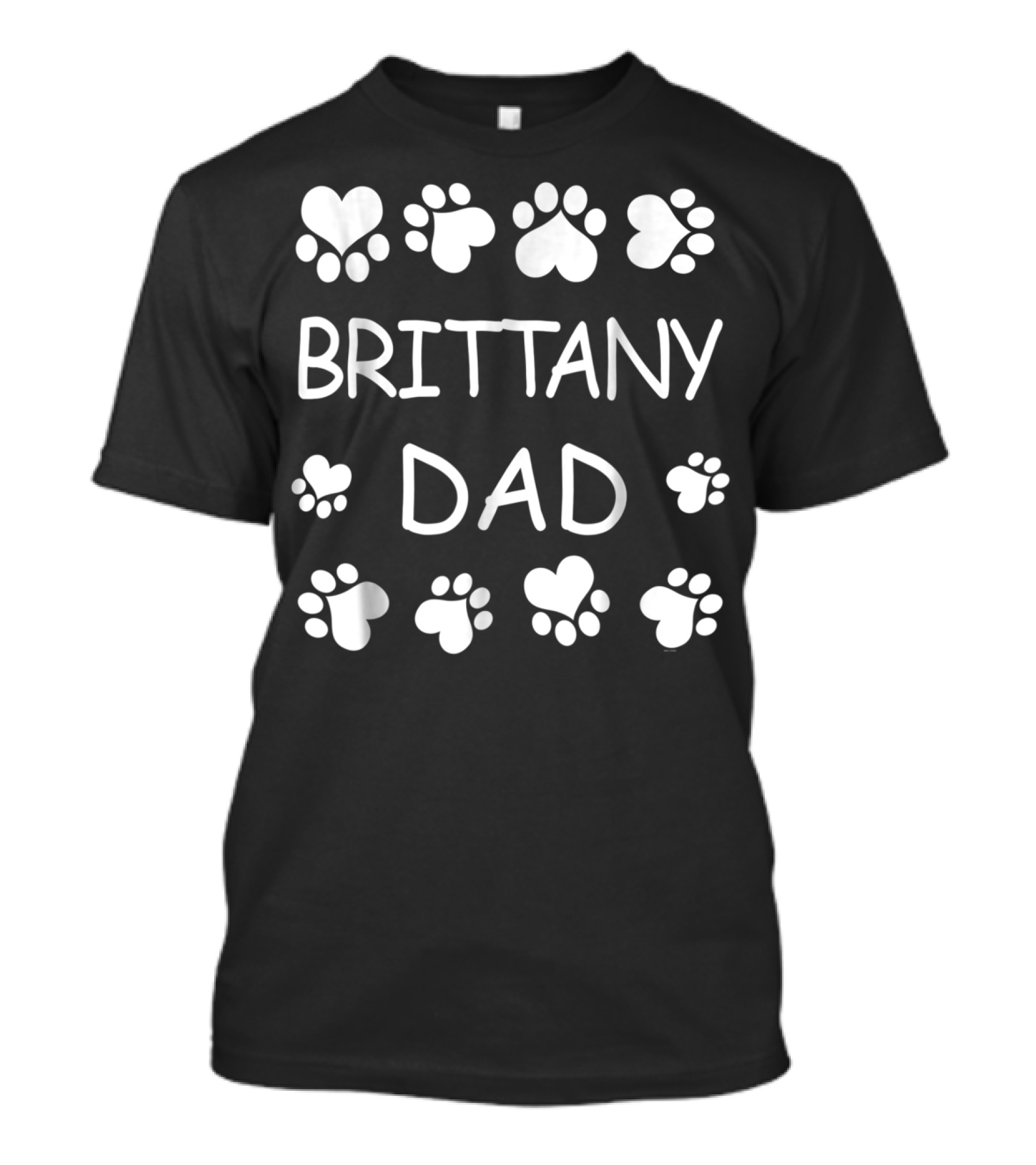 Brittany Dad Paw Print Hearts Christmas Birthday T-Shirt