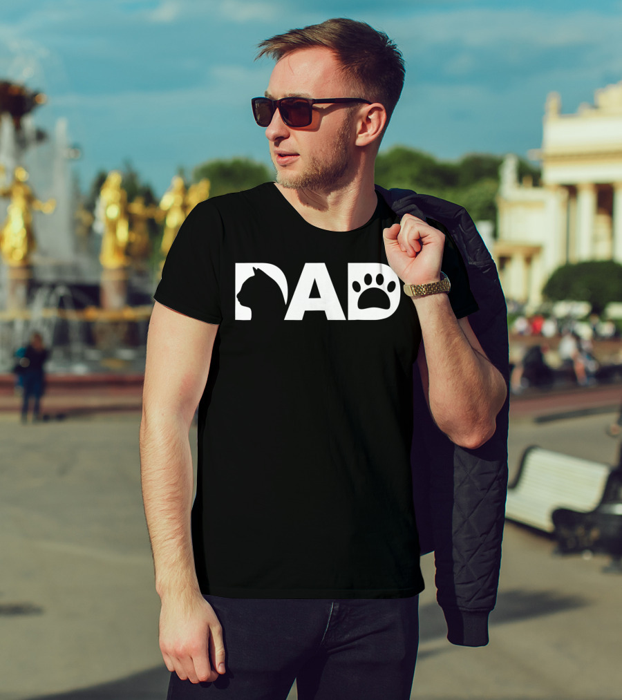 Cat Dad Silhouette Paw Funny Dy23 T-Shirt