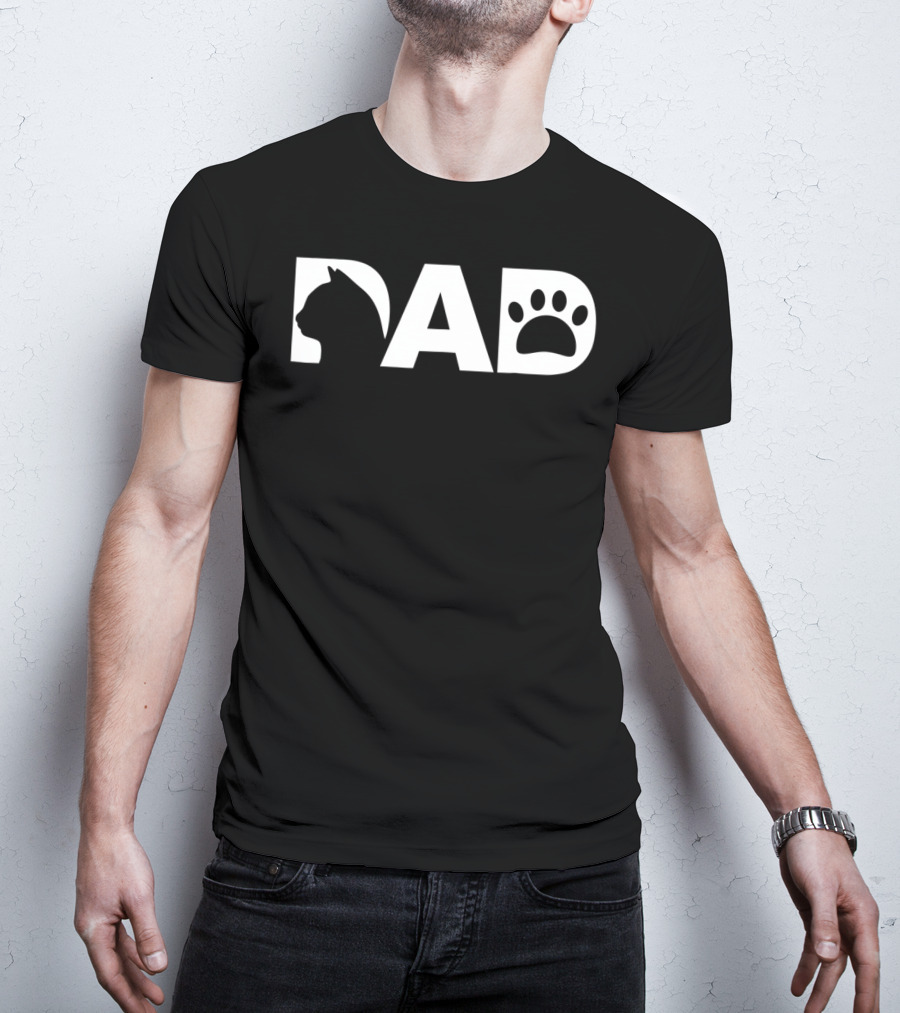 Cat Dad Silhouette Paw Funny Dy23 T-Shirt