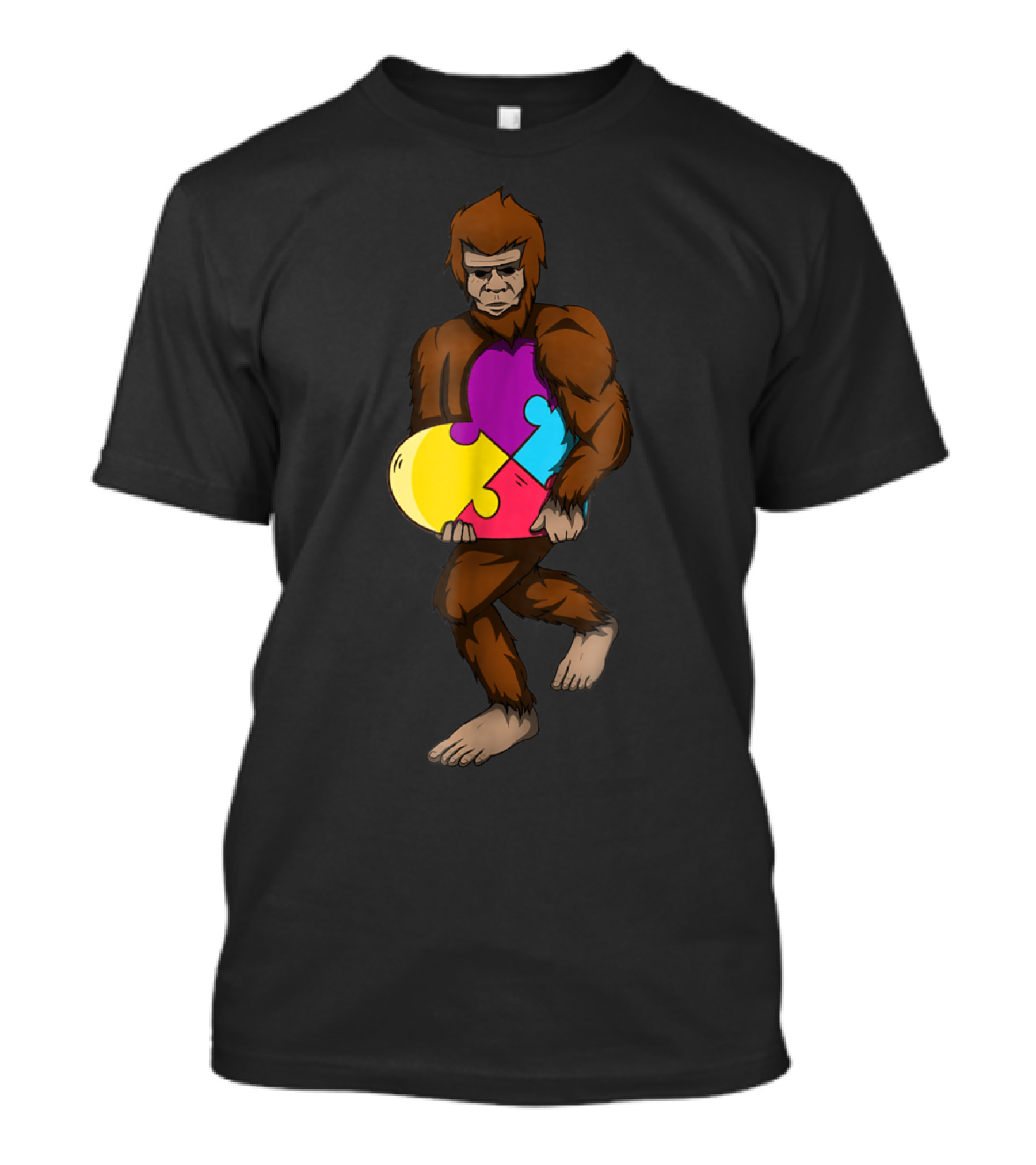 Bigfoot Autism Awareness Puzzle Heart T-Shirt