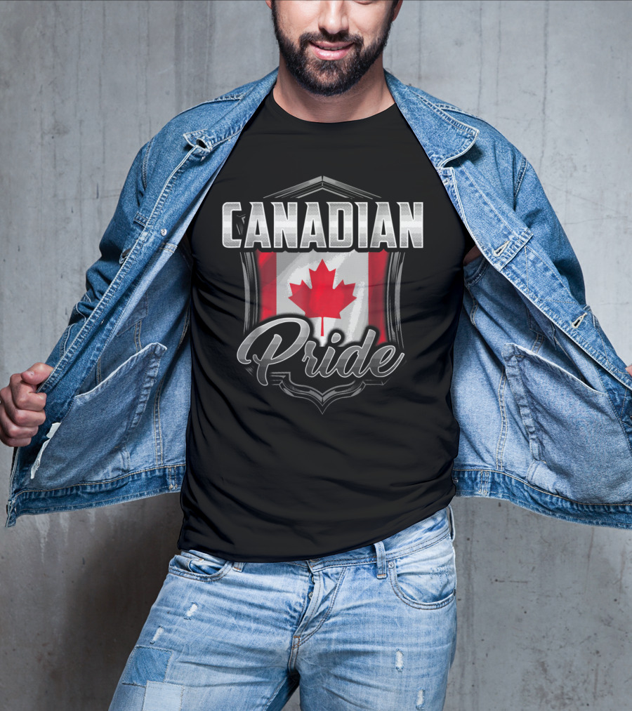 Canadian Pride Dad Family Heritage Roots90 Maple Leaf Shield T-Shirt