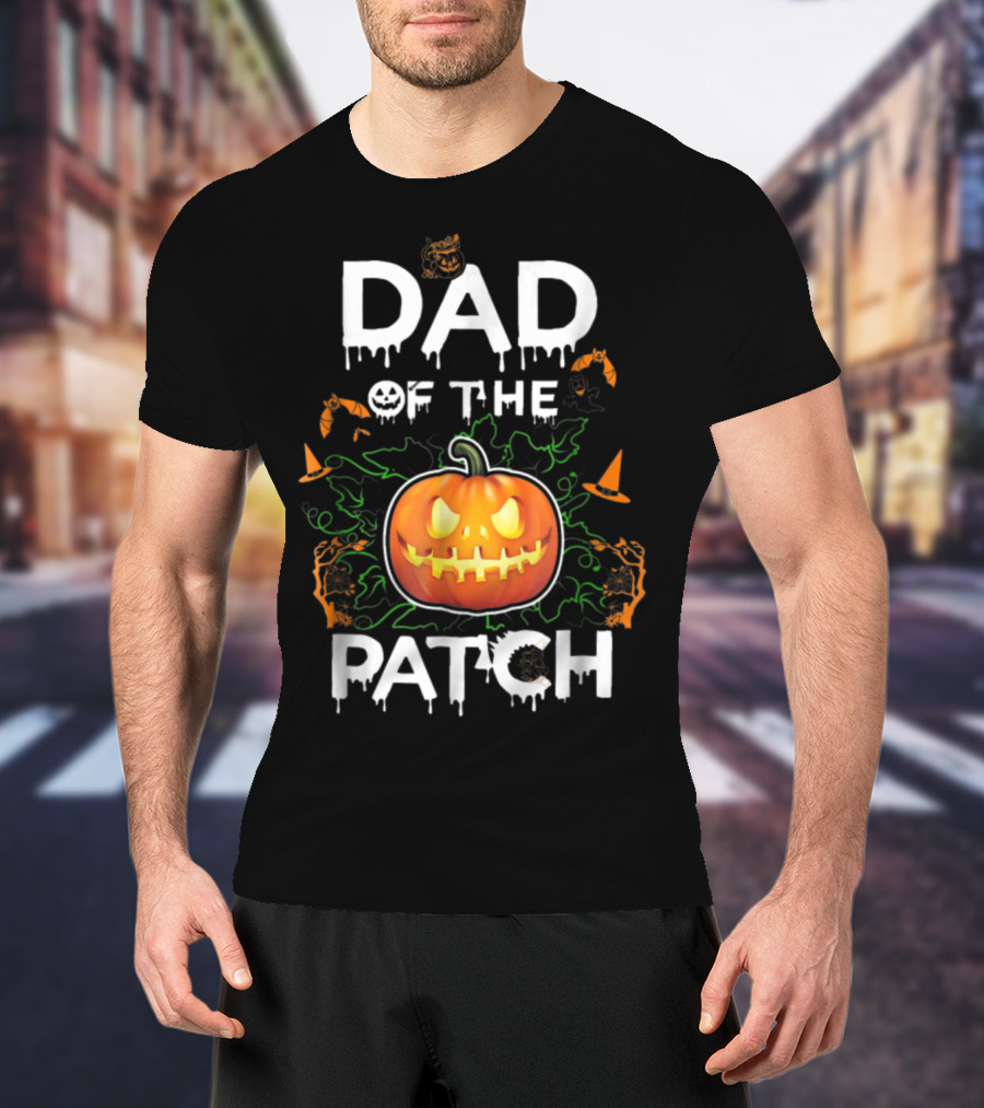 Dad Of The Patch Halloween Pumpkin Bats Jack-o'-Lantern T-Shirt