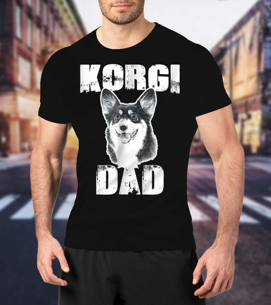 Korgi Dad Black White Fur Father Of Pup 15 T-Shirt