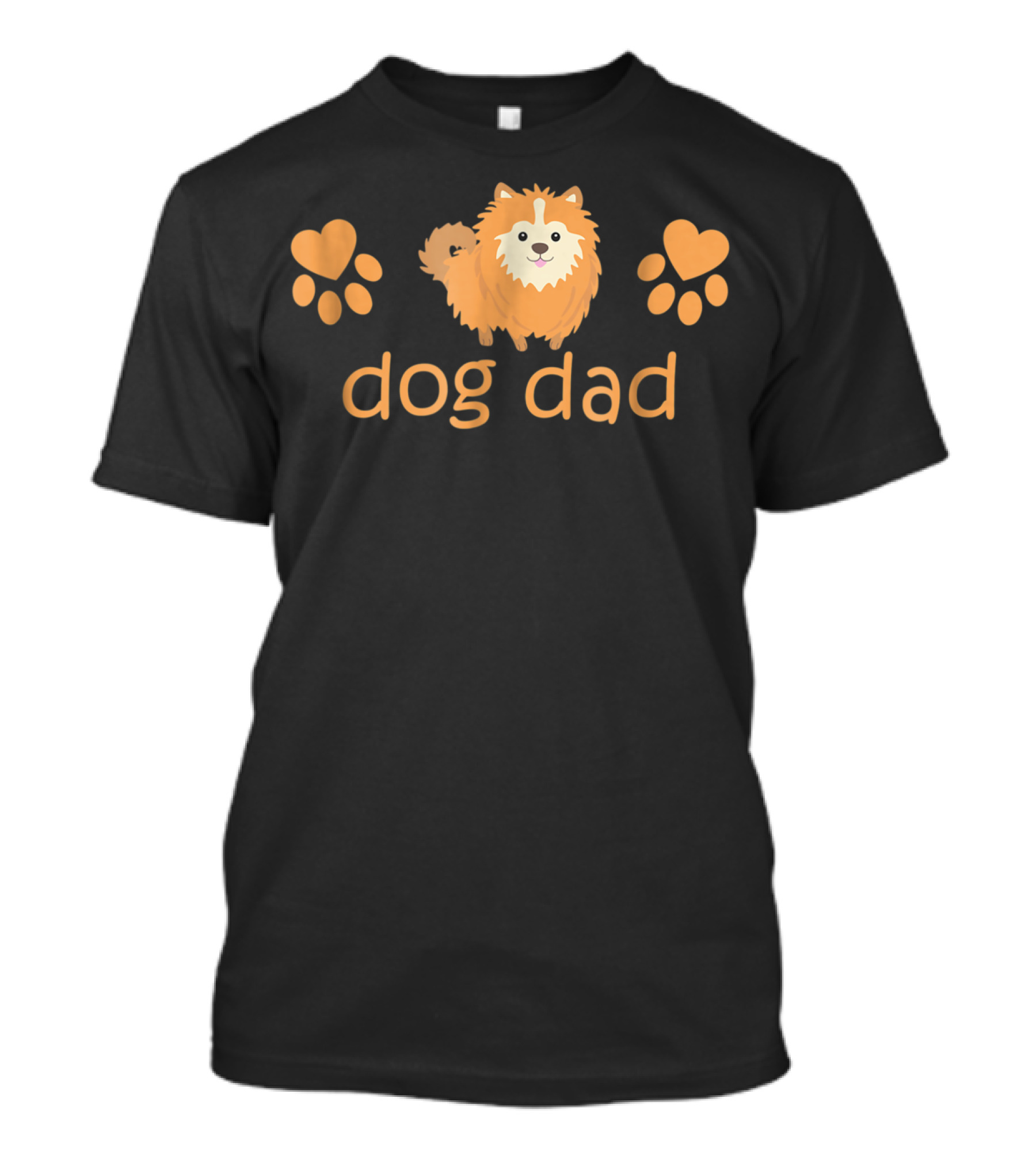 Dog Dad Pomeranian Cute Funny Pom Lovers Paw Prints T-Shirt