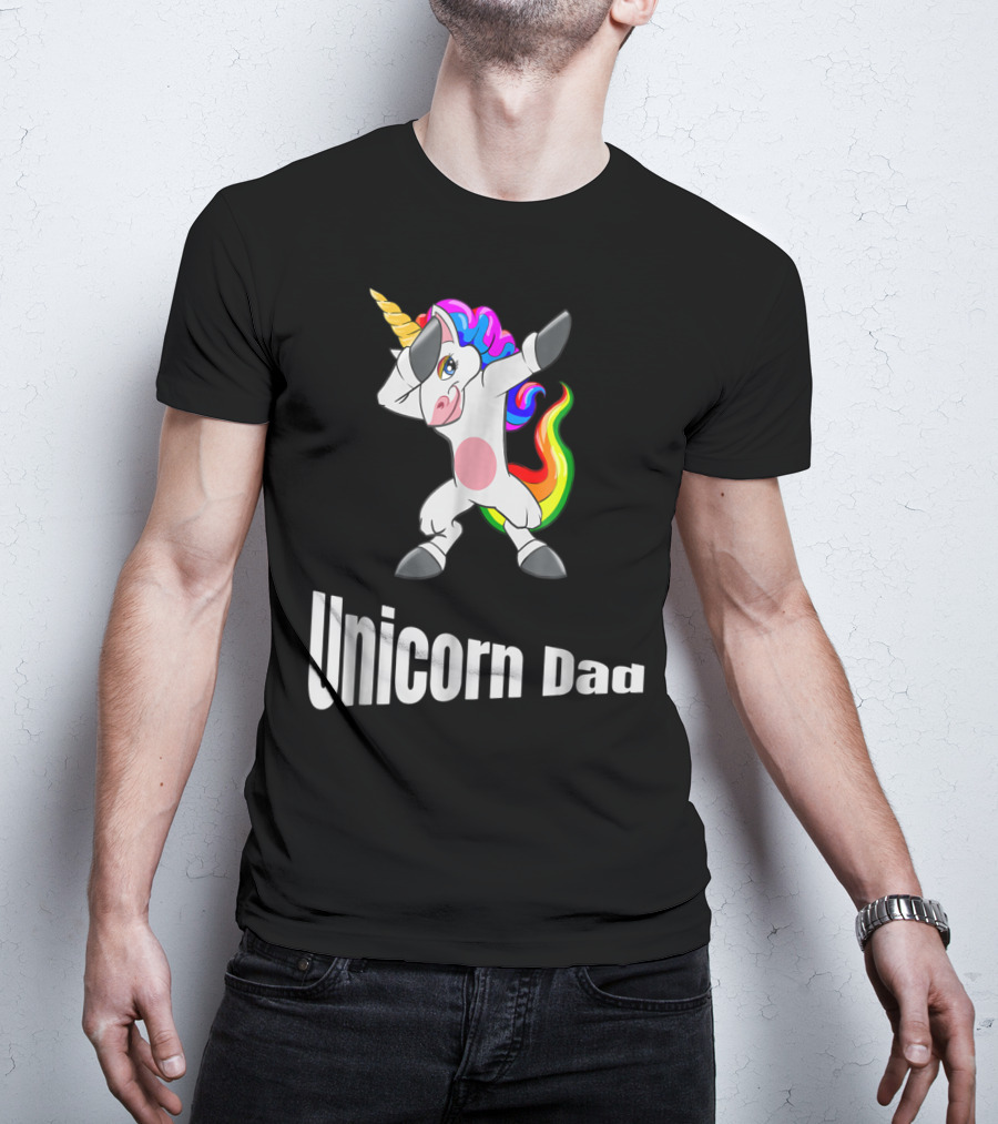 Dabbing Unicorn Dad Rainbow Birthday T-Shirt