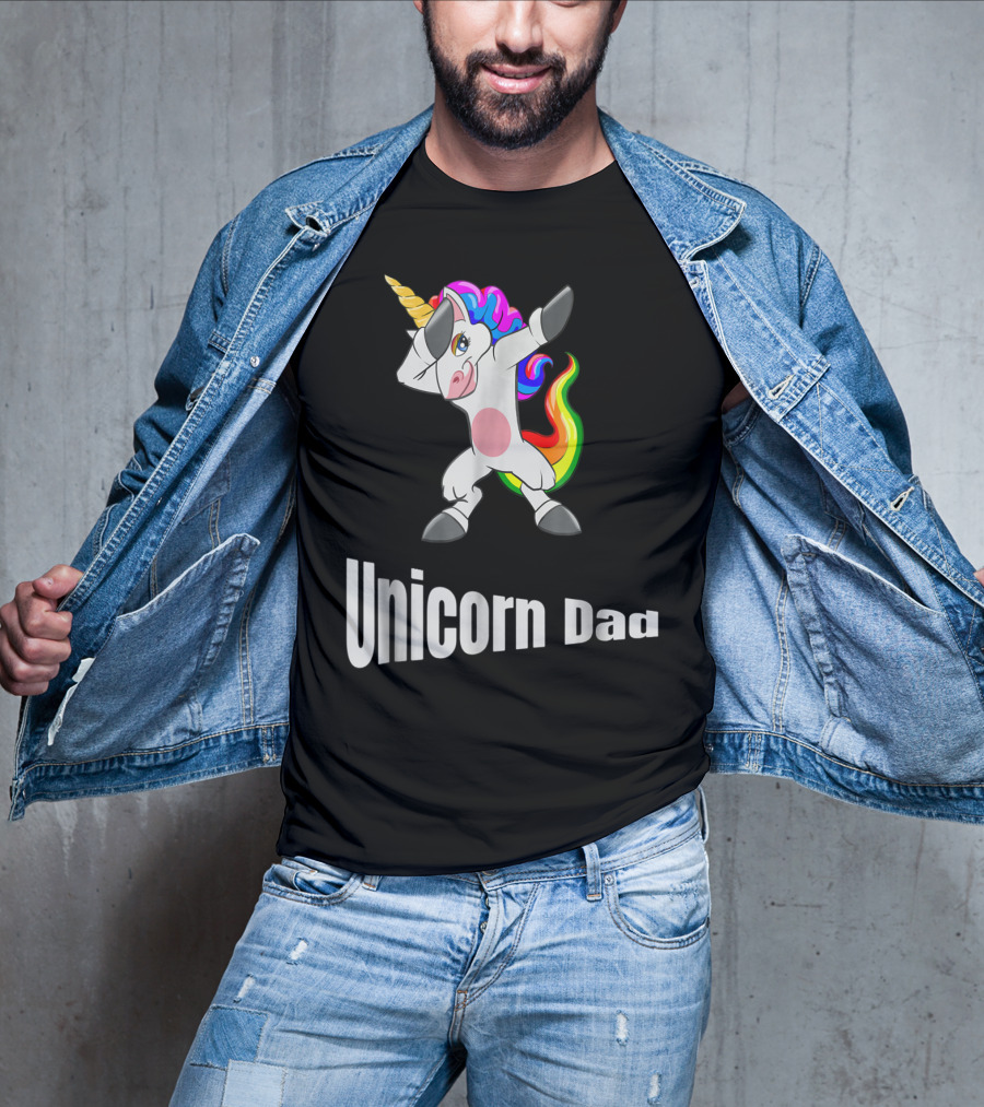 Dabbing Unicorn Dad Rainbow Birthday T-Shirt