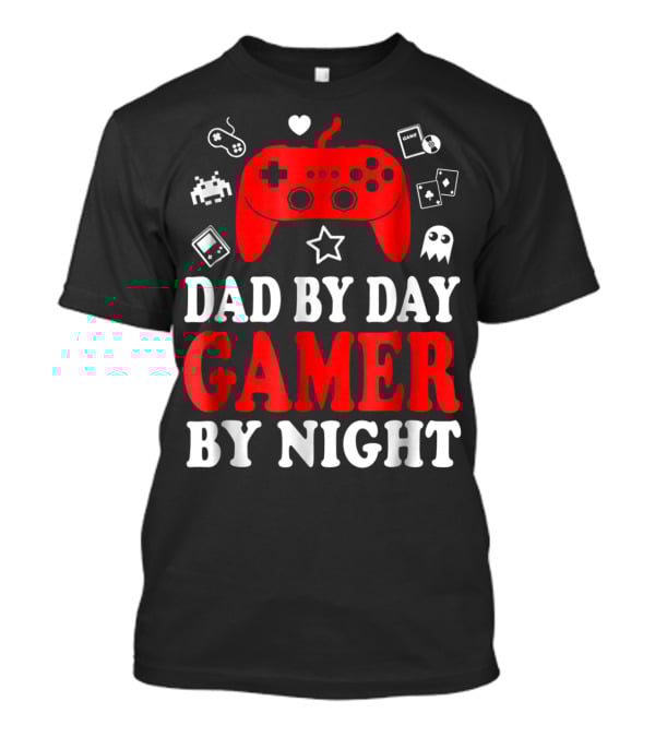 Dad By Day Gamer By Night Retro Controller And Icons T-Shirt