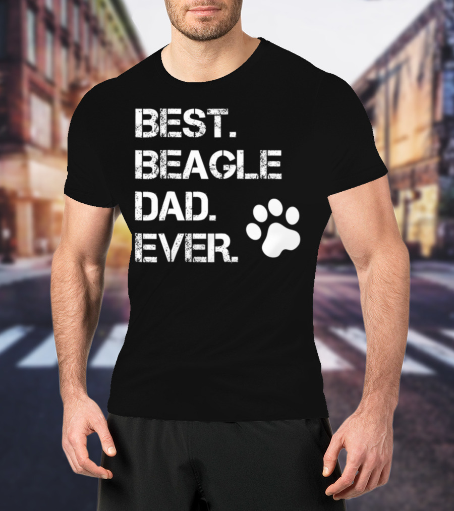 Best Beagle Dad Ever Dog Animal Lover Paw Prints T-Shirt