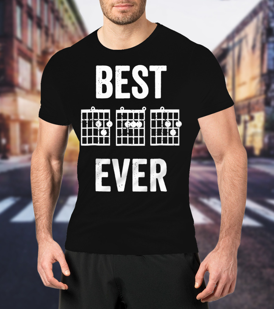 Best Dad Ever Music Chords Bold Condensed73 Guitar Diagrams T-Shirt